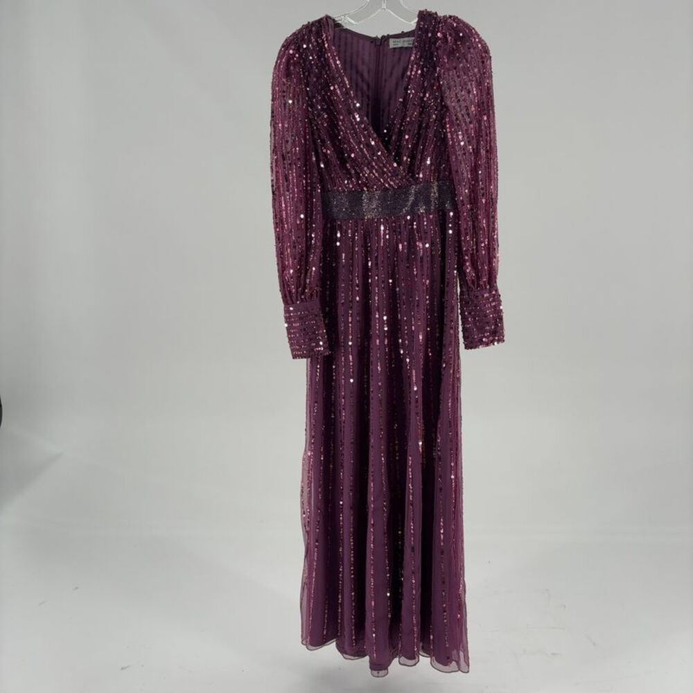 Mac Duggal Sequin Mesh Wrap A-Line Gown